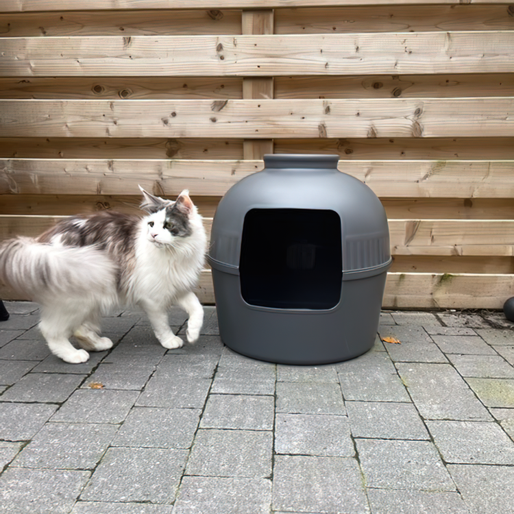 Litter Box Flower XXL, Hidden Cat Toilet (Dark Grey)