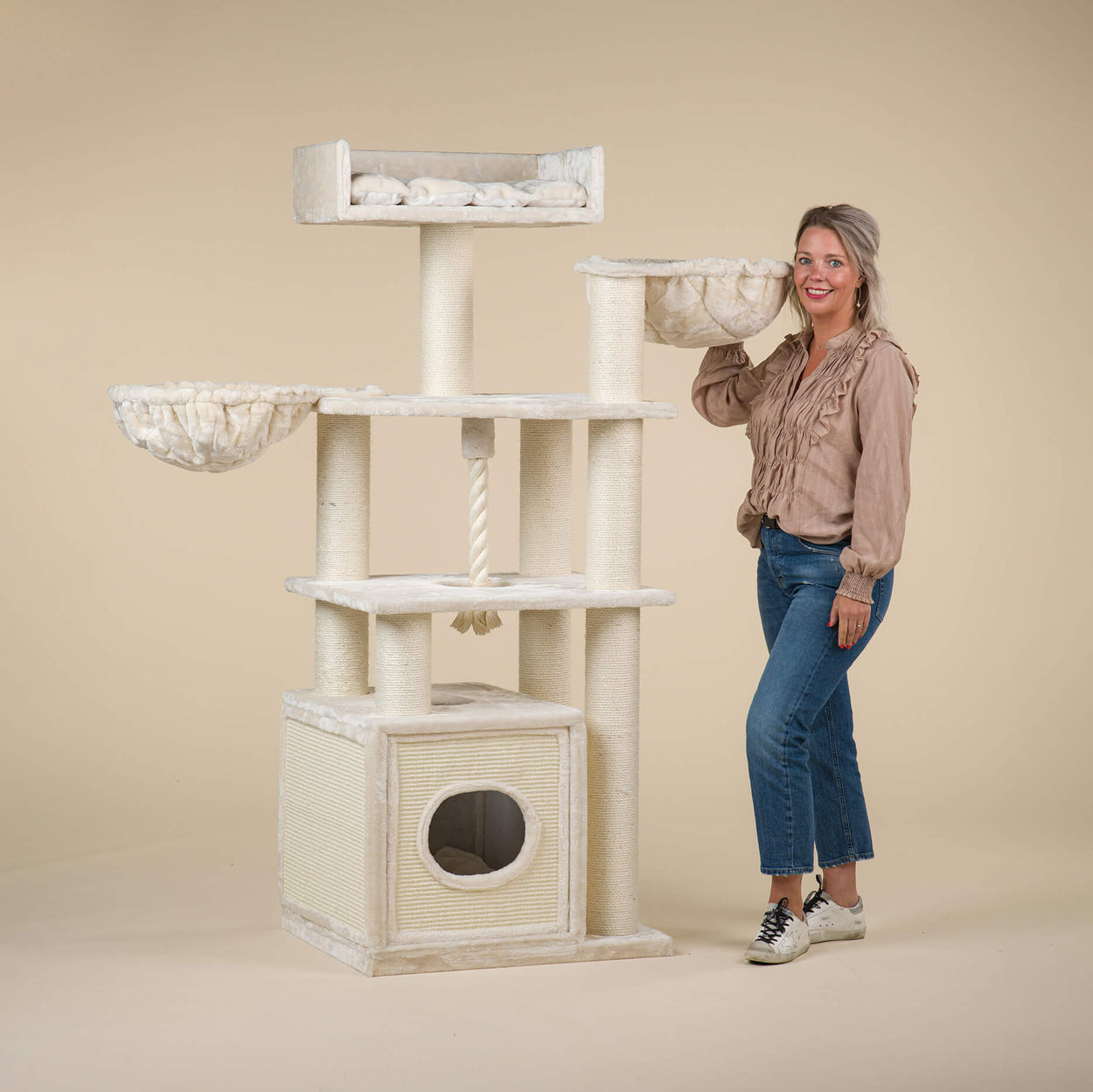 Cat Relax Plus Cream Cat Tree for large cats from RHR Pets